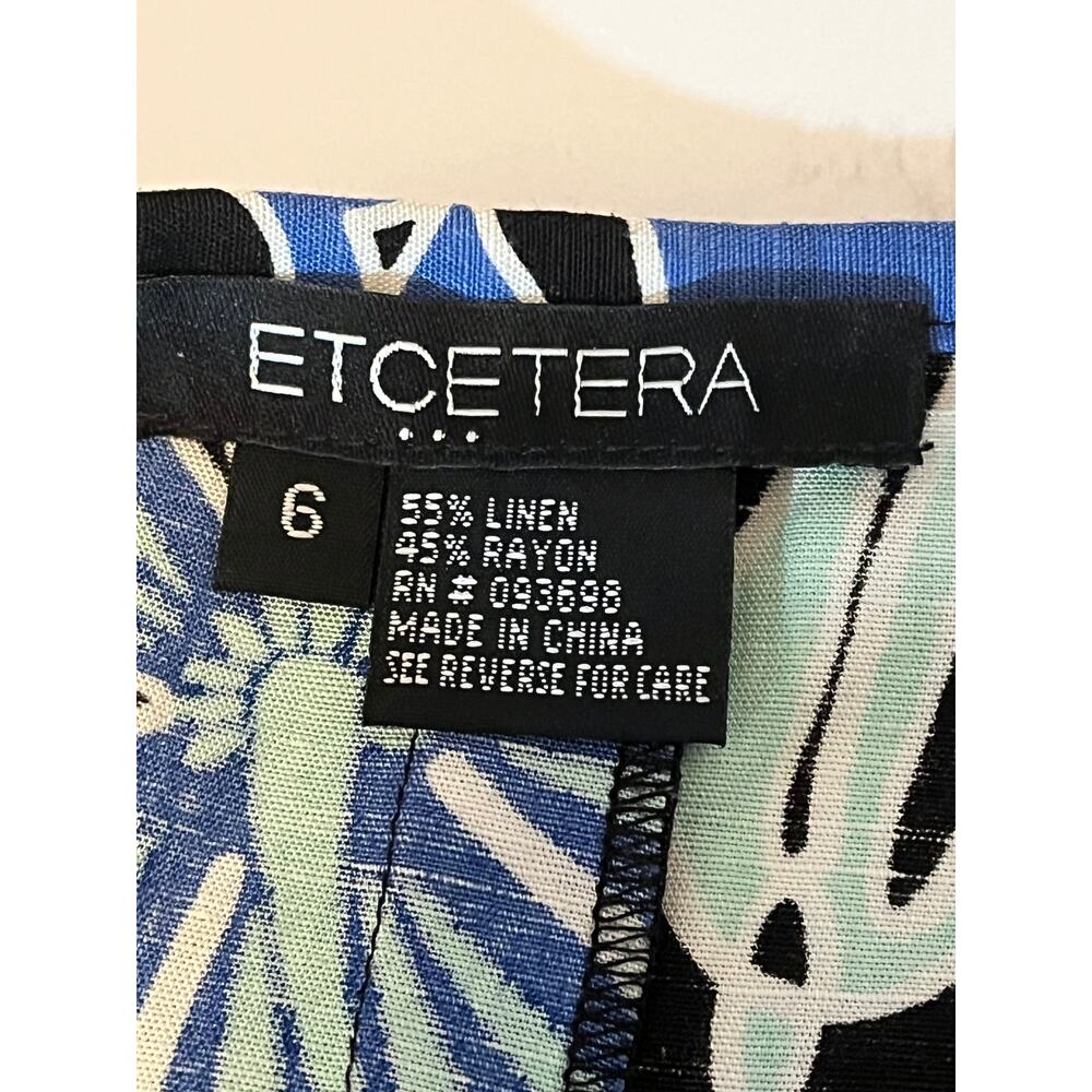 Etcetera linen blend blue green floral knee length skirt, size 6 EUC - Picture 2 of 10